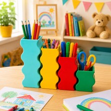 Wowolab Dalgalı Tasarımlı 4’lü Masaüstü Organizer Dekoratif Düzenleyici