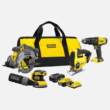 Stanley SFMCK412MDS-QW 18V 4'lü Makine Seti (Akülü Matkap, Daire Testere, Dekupaj Testere, Ekzantrik