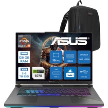 Asus Rog Strix G16 G614PP Amd Ryzen™ 9 8940HX Aı 128GB Ddr5 2tb Ssd+2tb 8GB/RTX5070 115W 16-Inch Fhd+ 1920 x 1200, 165Hz 3ms IPS-SRGB:100% Freedos Gaming Laptop WRV219F54ZETTAÇANTA