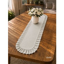Şah Textile Design Sık Fırfırlı Duck Keten Runner , Konsol Örtüsü 30X80