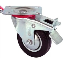 Servis Tekeri - Tablalı Frenli Siyah Döner - Çap 150 mm