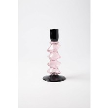 Hann Dekor Ithal Slıce Cam Şamdan Pembe Küçük 24 cm