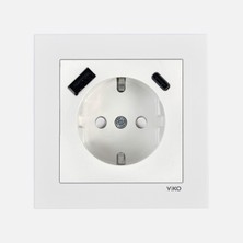 Viko Karre 55 Beyaz USB (Type- Topraklı)