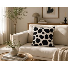 Megi Concept Dijital Baskılı Siyah Beyaz Inek Desenli Dekoratif Kırlent Kılıfı 43X43 cm Modern Koltuk Yastık Kılıfı