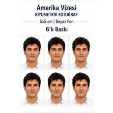 Amerika Vizesi Biyometrik Fotoğraf 5x5 cm | Beyaz Fon – 6'lı Baskı