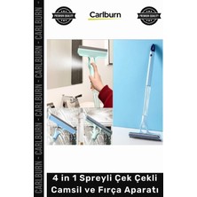 Carlburn Özel Üretim Pratik Mikrofiber Bezli Profesyonel Yüzey 4 In 1 Spreyli Çek Çekli Camsil Fırça Aparatı
