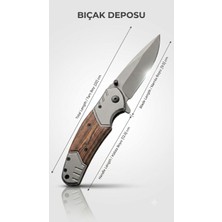 Bıçak Deposu Candar Paslanmaz Çelik Ahşap Kabzalı Katlanabilir Kamp ve Doğa Çakısı (22 Cm)