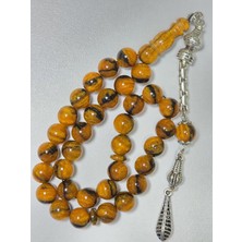 Efekentli Kaplan Gözü Simli Katalin Kehribar Tesbih Küre Kesim (10 x 10 Mm)