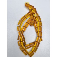 Muhammed Azazi Usta Işçilikli Sıkma Kehribar Tesbih  Kesme Kesim (9 x 10 Mm)