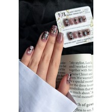 Easy Beauty Siyah Kedi Medıum Beden Kısa Küt 10 Adet Takma Tırnak Seti T037