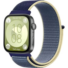 Kuhi Mey Ithalat®  Huawei Fit 4 Hasırlı Cırtcırtlı Kordon - Sarı-Lacivert