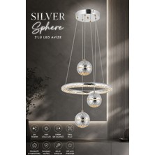 Elvora Home Modern (Premium) 3'lü Krom Küreli Gold Detaylı Halka Avize 3 Renkli Ledli 84W Şık Sarkıt Avize Salon Mutfak Çocuk Odası Avizesi Modelleri