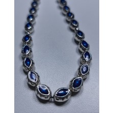Efekentli Mavi Mineli Metal Alpaka Özel Tasarım Ağır Tesbih (11 x 8 x 6 Mm)