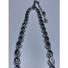 Efekentli Siyah Mineli Metal Alpaka Özel Tasarım Ağır Tesbih (11 x 8 x 6 Mm)