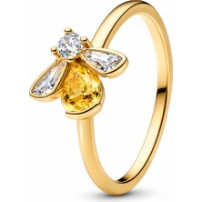Hector Co Jewellery Gold Renk Bal Arısı Zirkon Yaşlı Yüzük