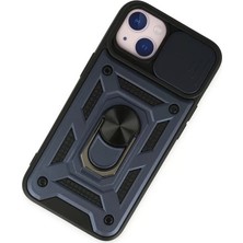 Uravas Store Newface Iphone 14 Kılıf Pars Lens Yüzüklü Silikon - Lacivert