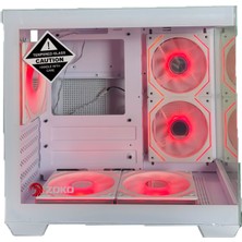 Zoko Tron Beyaz 5X12CM Argb Fanlı M.atx Gaming Akvaryum Kasa