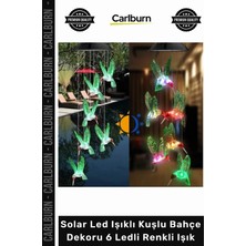 Carlburn #solar Güneş Enerjili Suya Dayanıklı Solar LED Işıklı Kuşlu Bahçe Dekoru 6 Ledli Renkli Işık