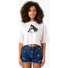 Monogatari Anime Suruga Monkey Symbol Beyaz Kırçıllı Kadın Crop Tshirt