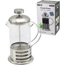 Uravas Store French Press Metal Kafes - Metal Kapak 600ML Cam Bi̇tki̇ Süzgeçi̇ (5047)