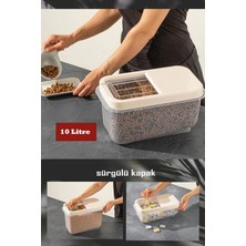 Colezium Sürgülü Kapaklı 10 Lt Erzak Bakliyat Un Şeker Saklama Kabı