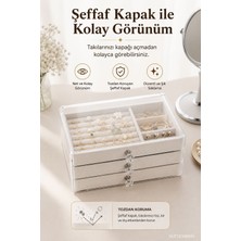 Septembris Crystalnest 3 Katlı Takı Organizeri – Şeffaf Kapaklı Kadife Mücevher Düzenleyici