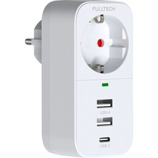 Drop Tedarik 2.4A Çıkışlı 2xusb 1xtype-C Tekli Priz Ftr-17