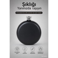 Septembris Noir Flask 5 Oz Paslanmaz Çelik Yuvarlak Matara – Siyah Çelik Cep Matarası