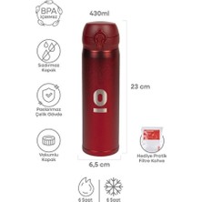 Empressco Kırmızı Dokulu 430 ml Paslanmaz Çelik Termos Kapaklı