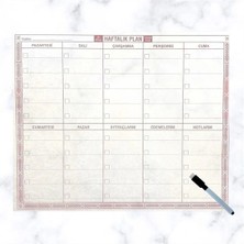 Uravas Store Şeffaf Kendiliğinden Yapışkanlı Kalemli Haftalık Planlayıcı 40CM-50CM (5047)