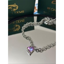 Regina Gems Dual Tone Heart Crystal Kolye Gümüş Standart