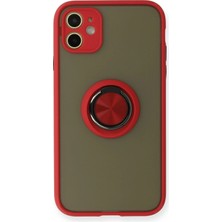 Uravas Store Mey Ithalat®   Iphone 11 Kılıf Montreal Yüzüklü Silikon Kapak - Kırmızı