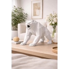 Arvella Studio Geometrik Ayı Biblo, Modern Masaüstü & Salon Dekoru - Bear Beyaz