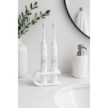 Arvella Studio Şarjlı Diş Fırçası Standı – 2’li Organizer Tutucu | Minimal Tasarım Banyo Düzenleyici - Solid Beyaz