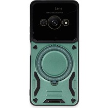 Uravas Store Mey Ithalat®   Poco C61 Kılıf Joy Lens Standlı Kapak - Koyu Yeşil