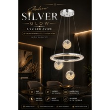 Elvora Home Modern (Premium) Halka 3'lü Krom Küreli Gold Detaylı 3 Renkli Ledli 84W Sarkıt Avize Salon Mutfak Çocuk Odasıavizesi Modelleri