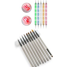 Easy Beauty Profesyonel 9 Adet Tırnak Süsleme Fırçası Gri - Yüksek Kalite ve Dot Kalem