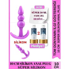 Aşkın Deposu Deromeya -Süper Silikon -Q-Mükemmel Anal Plug 10 cm Boğum Özellikli + Süper Kaydırıcı Jel+ Anal Plug 10 cm +Anal Süper Set 2*50 ml Jel Avantajlı Paket