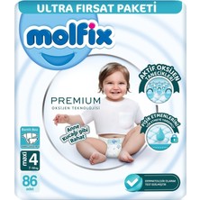 Die Grup Molfix Premium Bebek Bezi Ultra Fırsat Paketi 4 Beden 7-14 kg 86 Adet