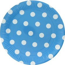 Massa Mavi Puantiyeli Tabak Karton 23CM .8 Parça