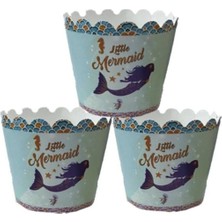 Mutlu Anılar Partievi Deniz Kızı Cupcake Kabı 10LU ve 10LU Kürdan