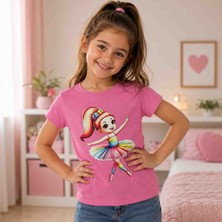 Ladijital Pembe Baskılı Çocuk Tshirt