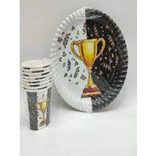 Party Time Siyah Beyaz Taraftar Tabak ve Bardak 8 Adet