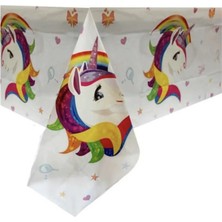 Ahsen Süs Evi Doğum Günü Parti Plastik Masa Örtüsü ( Unicorn Baskılı Masa Örtüsü )