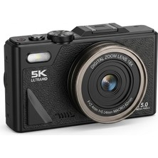 Vivopack 5k Dijital Vlog Kamerası, 75MP Yüksek Çözünürlük, 18X Zoom, 3 Inç Döndürülebilir IPS Ekran, Wifi Bağlantılı Taşınabilir Fotoğraf Makinesi