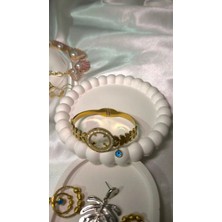 Jade Accessory Premium | Çeyreklik-Çeyrek Altın Uyumlu Inci Kolye-Kelepçe Bileklik Çeyreklik Kolye , Bileklik 2’li Set 316 L
