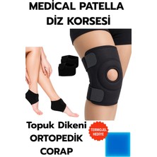 Lizbon Center Topuk Çorabı 2'li Sağ Sol+ Medical Patella Destekli Dizlik + Termojel – Ortopedik Destek Seti
