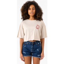 The Mentalist Red John Pocket Bej Kadın Crop Tshirt