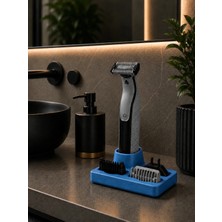 Arvella Studio Şarjlı Tıraş Makinesi Standı ve Başlık Düzenleyici Organizer – Çok Bölmeli Banyo Tezgah Üstü  Stand - AVEN01 Mavi