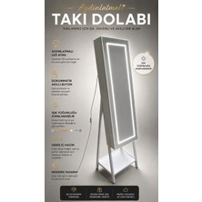 Decobox MDF Malzemeden Üretilmiş LED Aydınlatmalı Boy Aynalı Takı Dolabı 170 cm Yükseklik